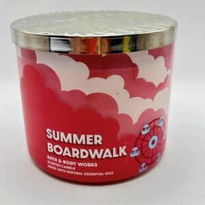 Bath & Body Works Summer Boardwalk 3-Wick Candle Sweet Caramel & Popcorn🎪
